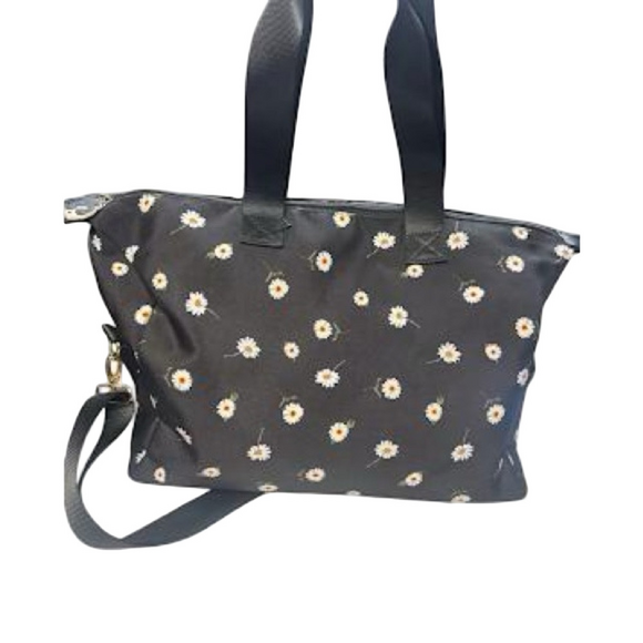 Alice + Olivia Daisy Print Weekend Duffel Bag By Stacey Bendet 16" x 11" Black - Picture 2 of 12